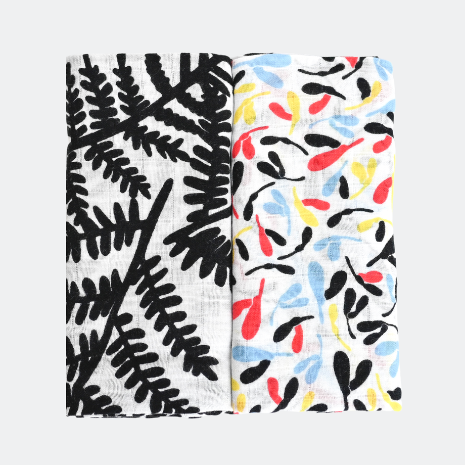 Etta Loves Plant Print 2 Pack Muslin Squares 0 to 4 months 5 month old babies Etta Loves US